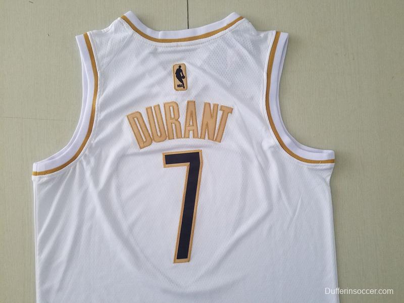 Kevin Durant 7 White Golden Edition Jersey