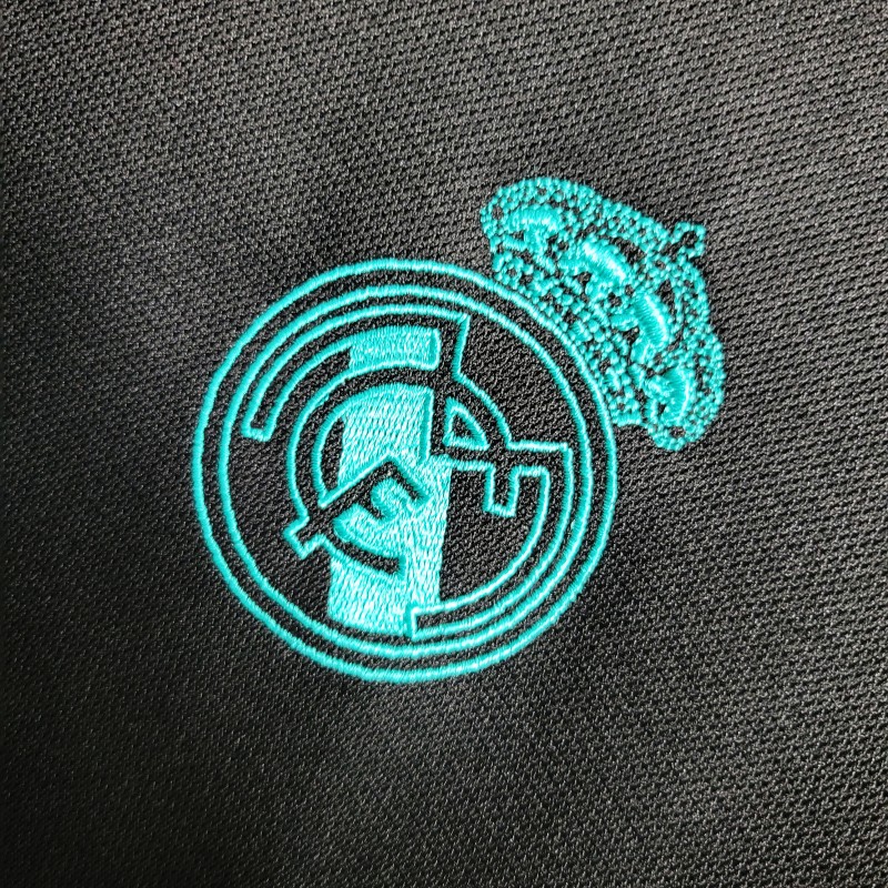 Retro Long Sleeve 17-18 Real Madrid Away Black Jersey