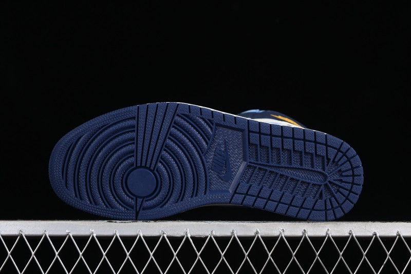Nike Air Jordan 1 High OG "First in Flight" Basketball Shoes with UNC Blue and Yellow Accents - FD2596-400