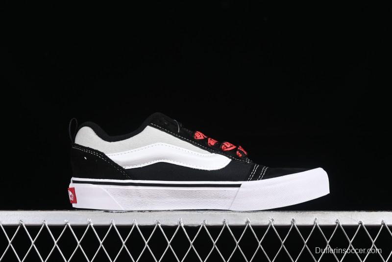 Vans Classics Knu Skool Patchwork Letter Lace-Up Chunky Tongue Platform Sneakers - VN0009QCBLK
