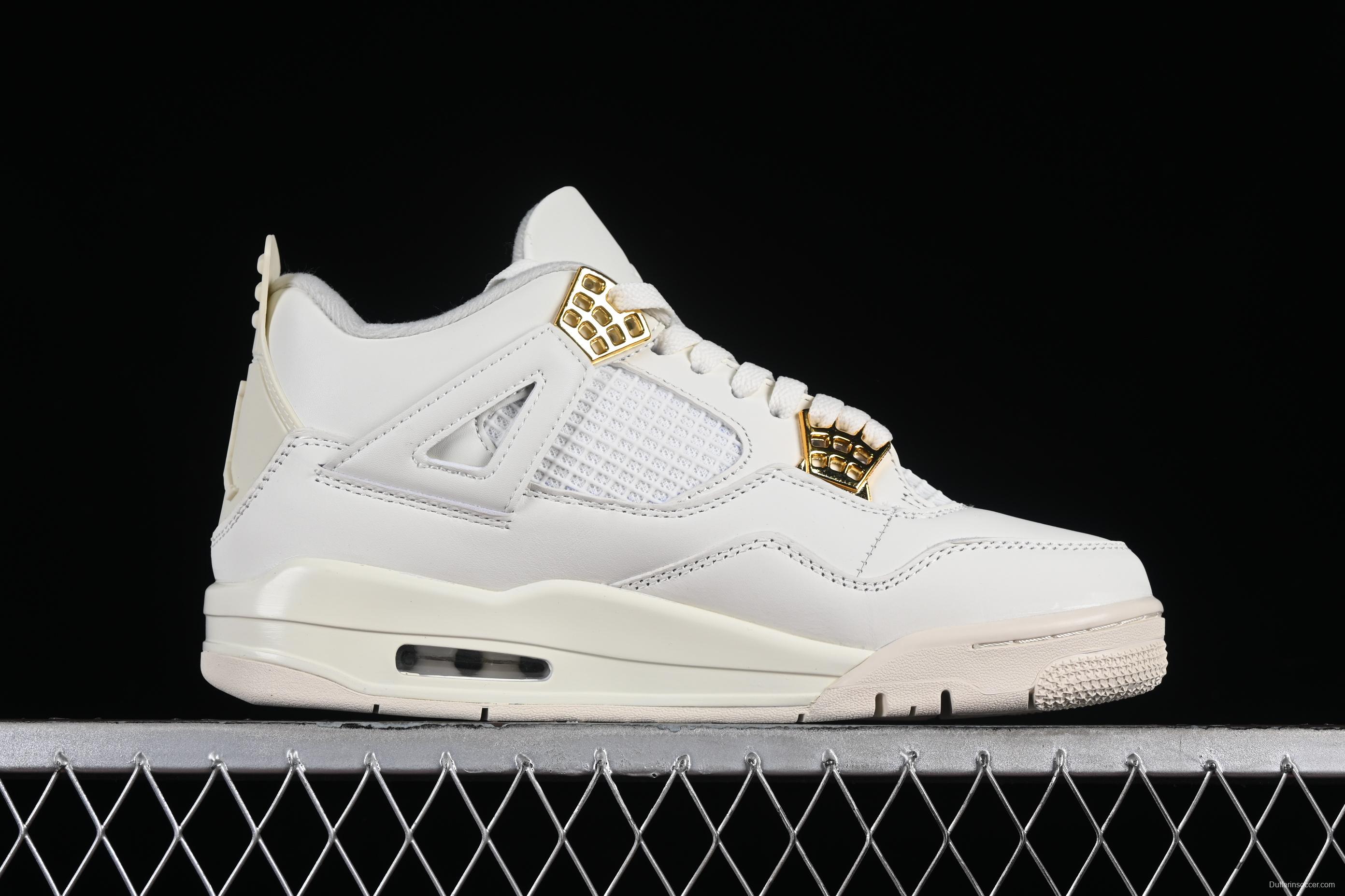 Nike Air Jordan 4 Retro Sneakers with Metallic Gold Accents - AQ9129-170