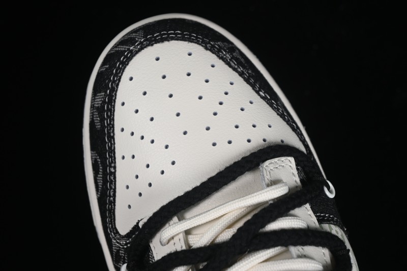 Nike SB Dunk Low LV Collaboration - Black Denim Print Anniversary High-End Custom Low-Top Casual Skate Shoes - SJ2068-238