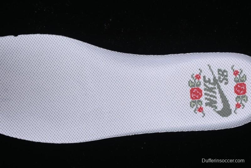 Nike SB Dunk Low Retro Sneakers with Floral Embossed Design and Tiffany Blue Accents - FZ3129-200