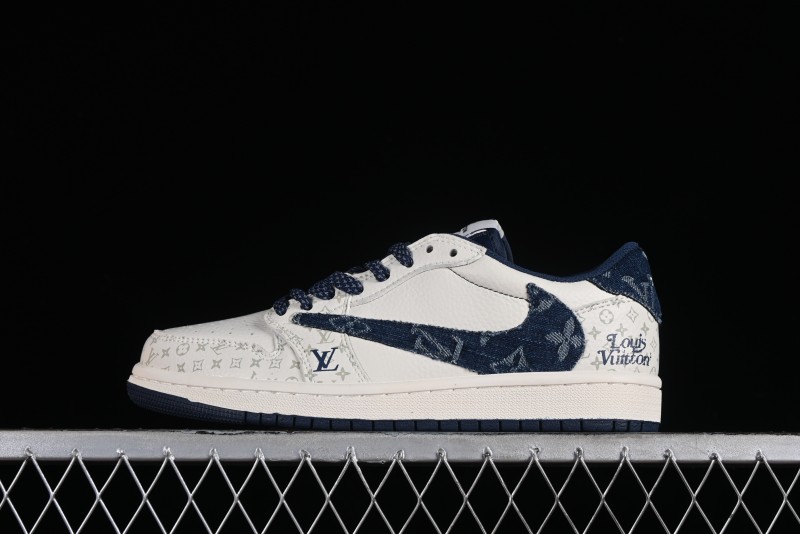 Nike Air Jordan 1 Low OG SP Travis Scott x Fragment Design Retro Sneakers with Reverse Swoosh - SJ2068-004