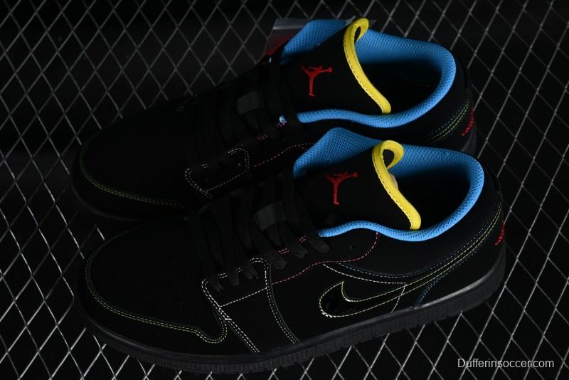 Nike Air Jordan 1 Low AJ1 Black Green Low Top Lifestyle Basketball Shoes - 338145-003