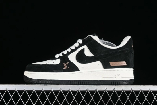 Nike Air Force 1 '07 Low LV Collaboration - Beige Black Pigskin Casual Sneakers - HD1968-010