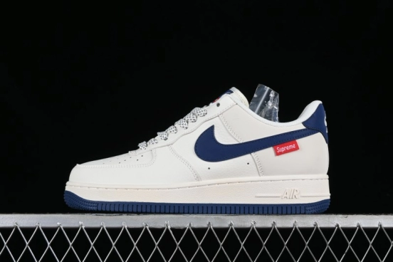 Supreme x Nike Air Force 1 '07 Low Collaboration Dark Blue Casual Sneakers - HD1968-025