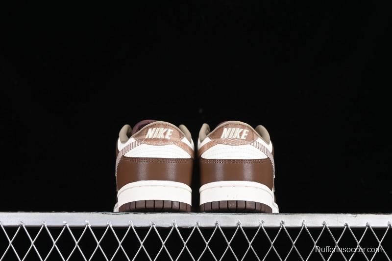 Nike Dunk Low SB White Brown Plaid Casual Skate Shoes - FV3653-191