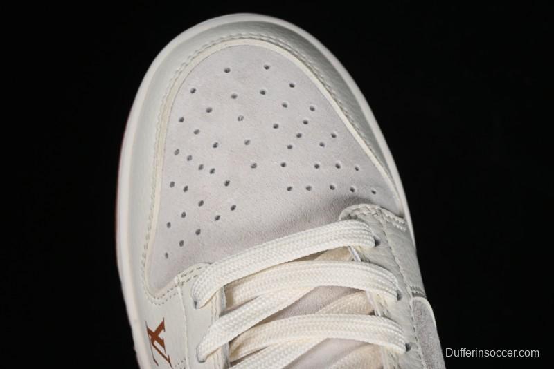 Nike SB Dunk Low LV Collaboration - Chocolate Anniversary High-End Custom Low-Top Casual Skate Shoes - FC1688-133