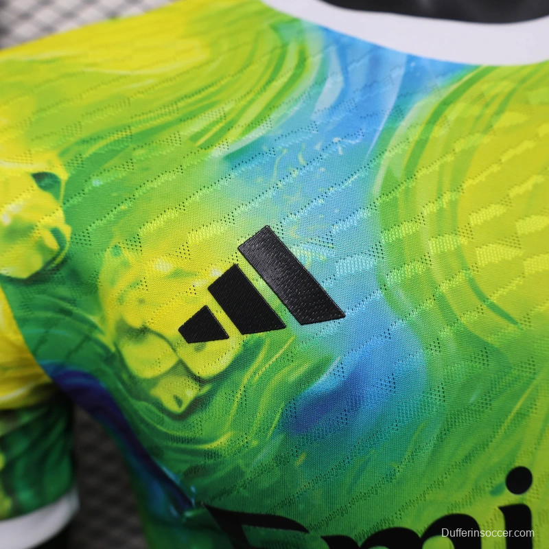 25/26 Player Version Real Madrid Limited Edition Goalkeeper Jersey - Emirates Neon Yellow Marble Design