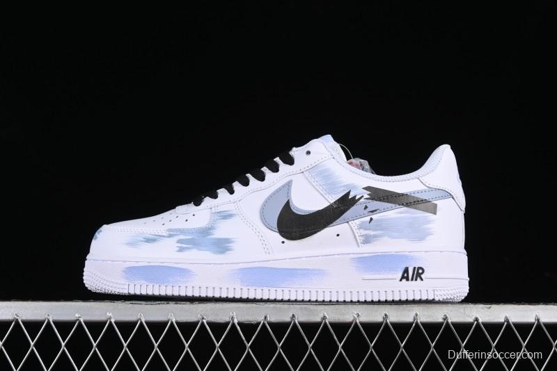 Nike Air Force 1 '07 Low Casual Sneakers with Two-Tone Shadow Swoosh and Custom Anime Art - CW2288-111