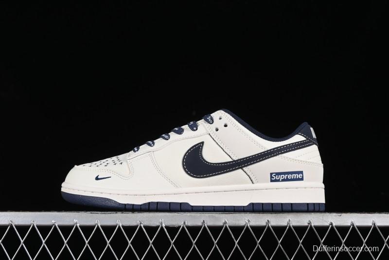 Nike SB Dunk Low Supreme Collaboration - Dark Blue Canvas Anniversary High-End Custom Low-Top Casual Skate Shoes - BB6698-511