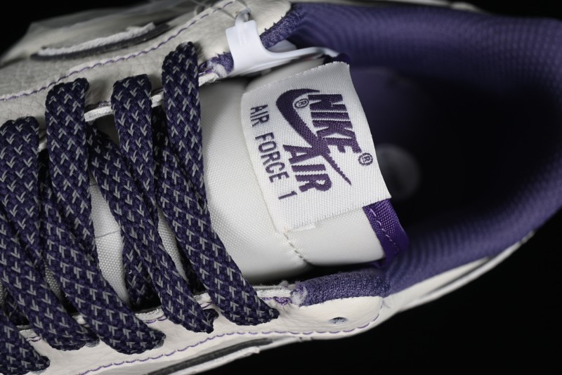 Stussy x Nike Air Force 1 '07 Low Retro Casual Sneakers with Reflective Military Purple - UN1635-222