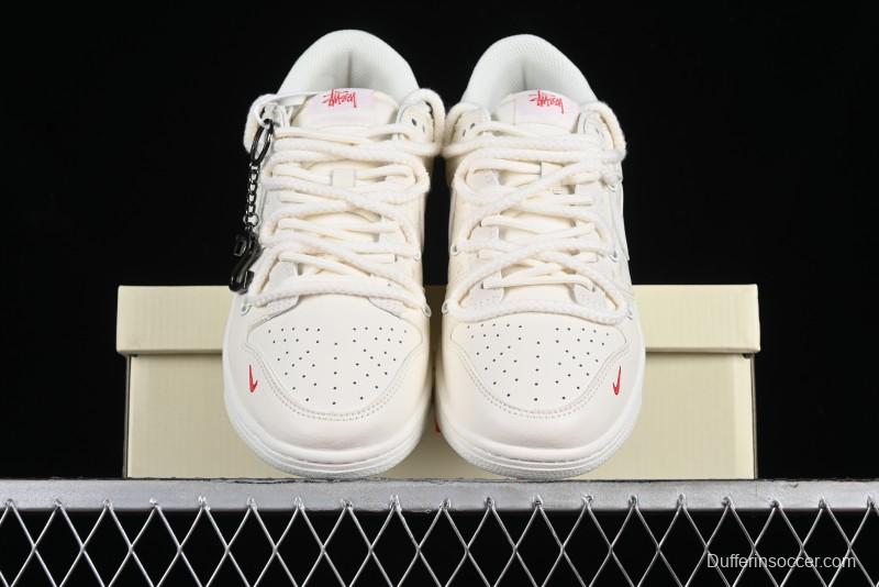 Stussy x Nike SB Dunk Low Anniversary Custom Retro Sneakers with Original S Titanium Accessory - SJ2068-259