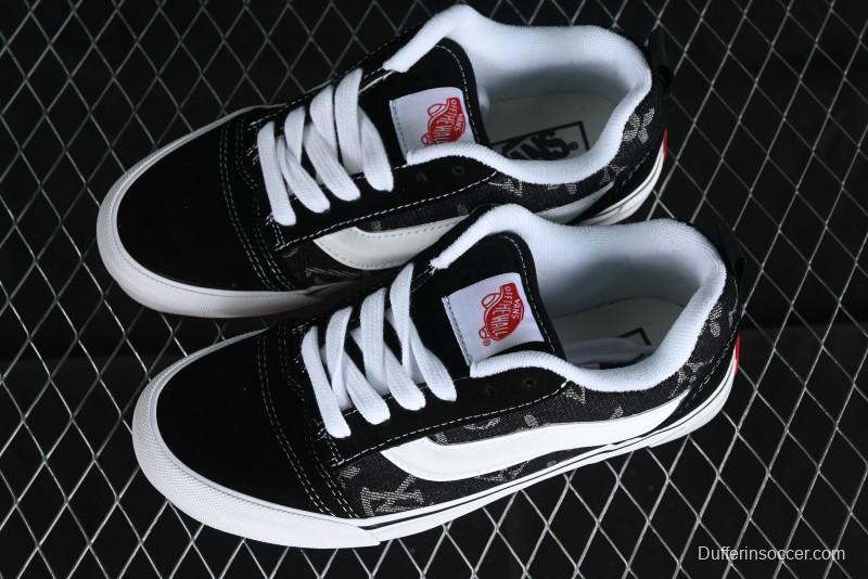Vans Knu-Skool Premium Custom Denim Monogram Slip-On Shoes - VN0009QC6BT