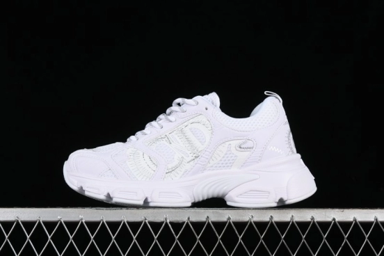 Dior Chrono Round Toe Lace-Up Lifestyle Casual Running Shoes - 10W WHITE