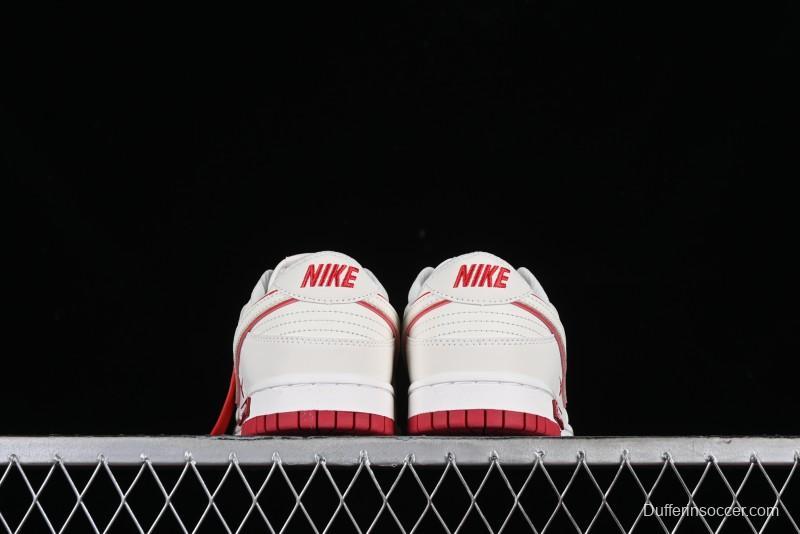 Nike SB Dunk Low Supreme Collaboration - Beige Red Mini Swoosh Anniversary Custom Low-Top Casual Skate Shoes - DJ2024-004