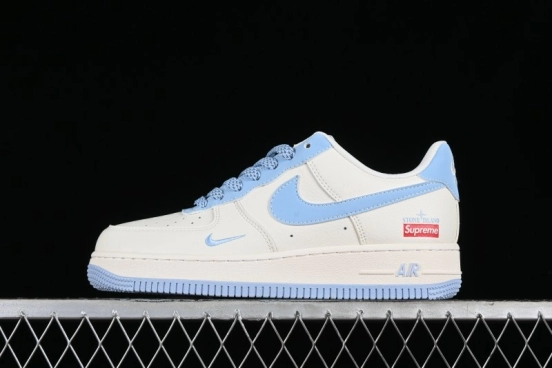 Nike Air Force 1 '07 Low Supreme Stone Island Collaboration - Sky Blue Casual Sneakers - BB9599-205