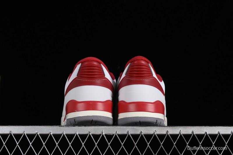 Nike Air Jordan 2/3 Retro Low Top Basketball Shoes in White and Red - FD0383-161