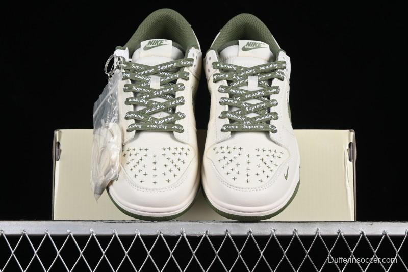 Nike SB Dunk Low Supreme Collaboration - Military Green Canvas Anniversary Custom Low-Top Casual Skate Shoes - BB6698-516
