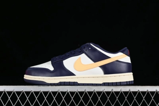 Nike Dunk Low Retro SB Skateboarding Shoes in Navy Blue with Purple Gold White Colorway - FV8106-181