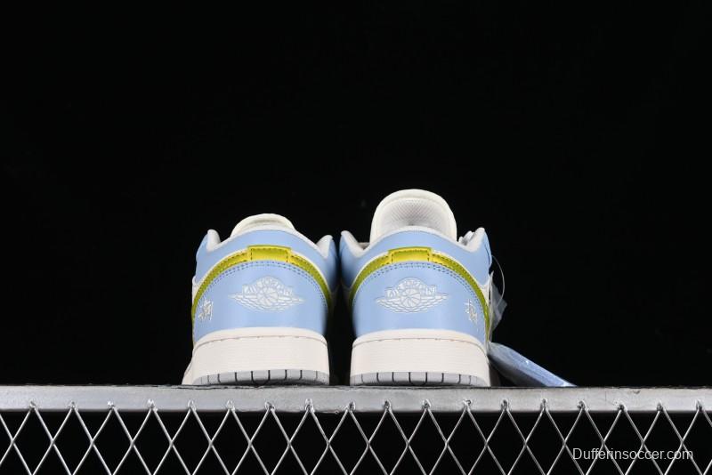 Nike Air Jordan 1 Low Stussy Collaboration - Blue Gold Custom High-End Basketball Shoes - WG8850-007