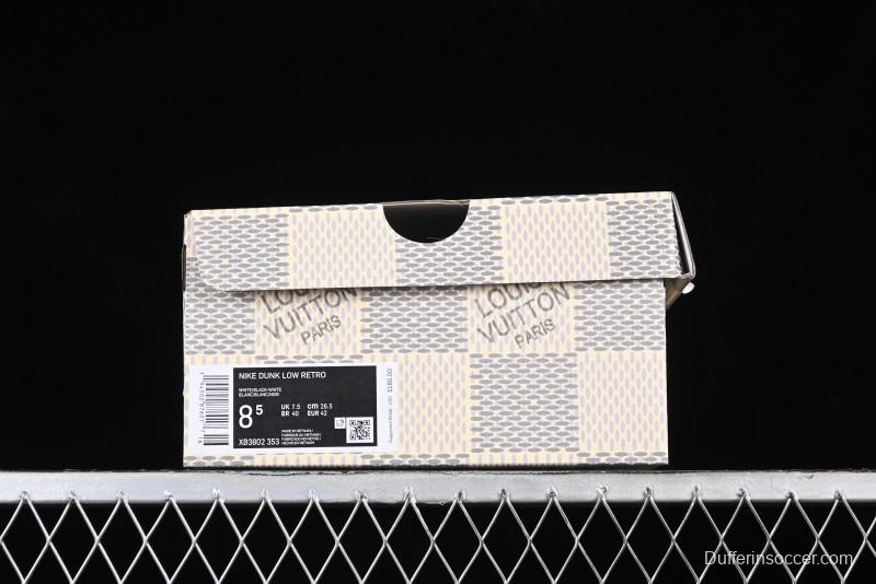 Nike SB Dunk Low LV Collaboration - Black Checkerboard Anniversary Custom Low-Top Casual Skate Shoes - XB3802-353