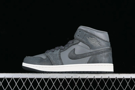 Nike Air Jordan 1 Mid Basketball Shoes in Space Gray - FJ3448-001
