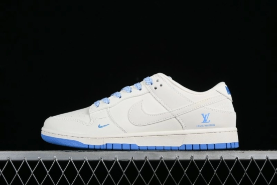 Nike SB Dunk Low LV Collaboration - Beige Navy Anniversary High-End Custom Low-Top Casual Skate Shoes - XX2025-322