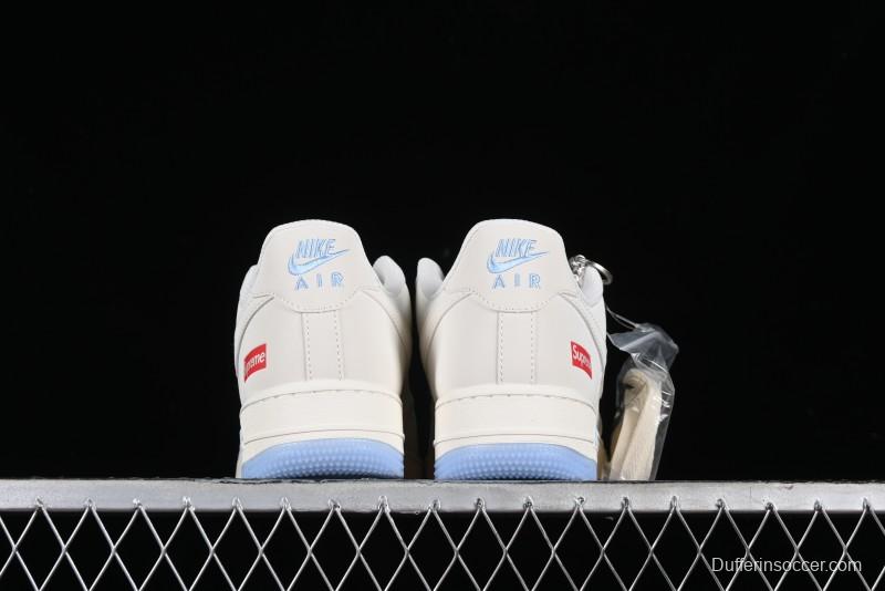 Nike Air Force 1 '07 Low Supreme Collaboration - White Blue Colorblock Low-Top Casual Sneakers BB9599-202