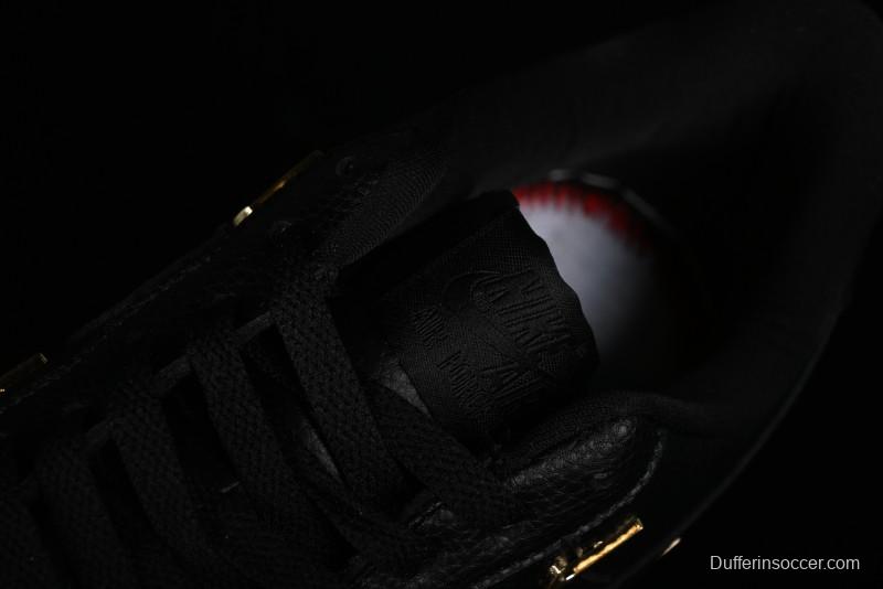 Nike Air Force 1 '07 Low Black Gold Swoosh Casual Sneakers - CT1990-001