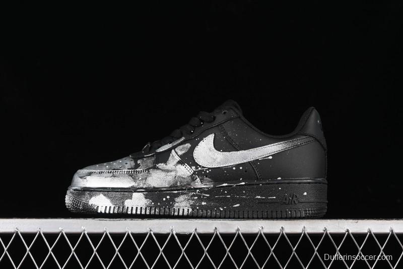 Nike Air Force 1 '07 Low Graffiti Black Silver Anime Hand-Painted Casual Sneakers - CW2288-012