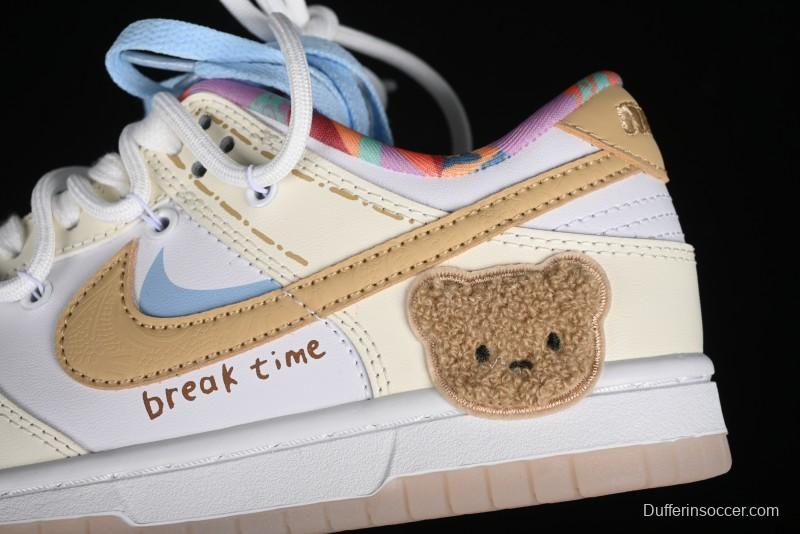 Nike Dunk Low Cake Bear White Yellow Low-Top Casual Sneakers - FN8913-141