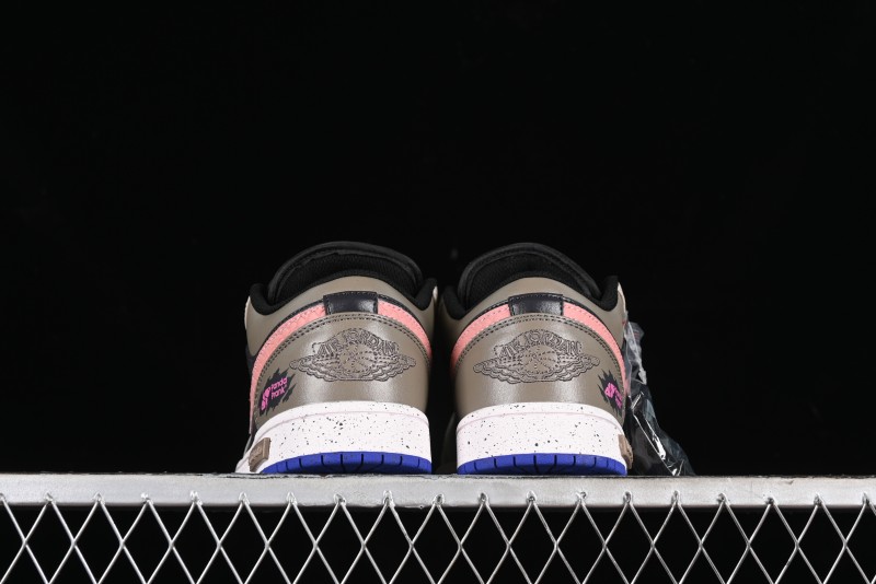 Nike Air Jordan 1 Low Retro Basketball Shoes with Panda Mischief Pioneer Knight Design - 553558-154