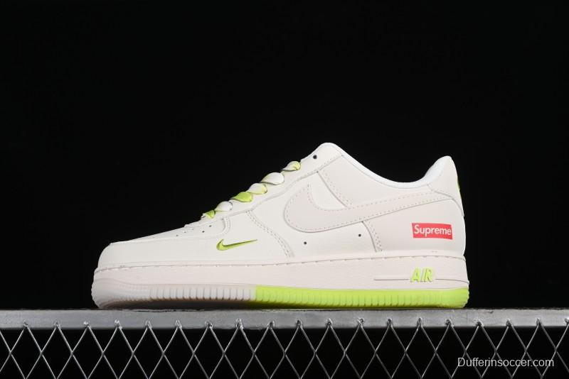 Nike Air Force 1 '07 Low Supreme Casual Sneakers in White-Fluorescent Green - BB7577-219
