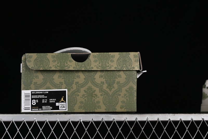 Nike Air Jordan 1 Low AJ1 Gucci Collaboration - Beige Green Knit High-End Custom Retro Basketball Shoes - DM5688-103