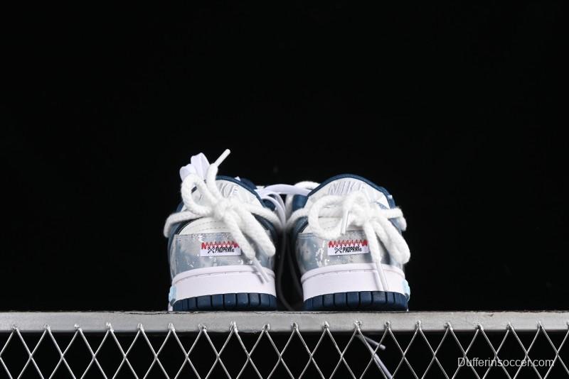 Nike Dunk Low Panda Prank Wave Rider - Silver Blue Shark Low Top Casual Sneakers - DD1391-400