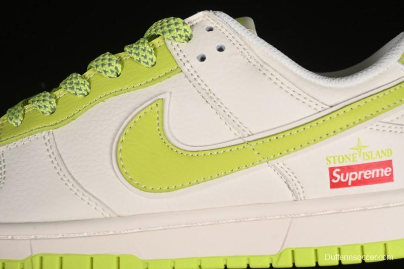 Nike SB Dunk Low Supreme Stone Island Collaboration - Fluorescent Beige Anniversary High-End Custom Low-Top Casual Skate Shoes - BB9866-005