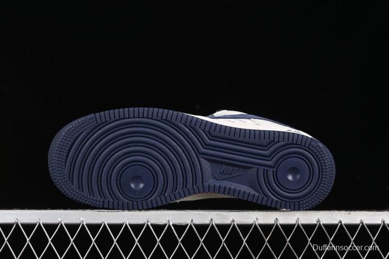 Nike Air Force 1 '07 Low Stussy Collaboration - Blue Red Print Low-Top Casual Sneakers - XZ3318-566