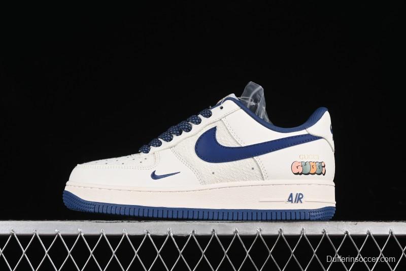 Nike Air Force 1 '07 Low Gucci Collaboration - Light Blue Linen Low-Top Casual Sneakers - XZ3398-788