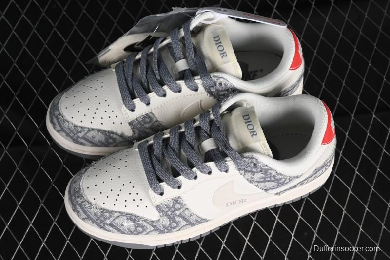 Nike SB Dunk Low Dior Collaboration - Suede Gray Anniversary High-End Custom Low-Top Casual Skate Shoes - XY1688-004