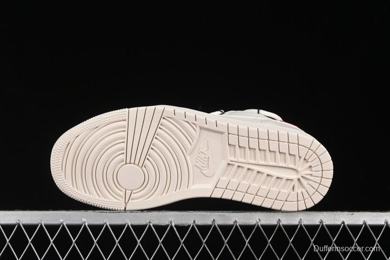 Nike Air Jordan 1 Low Supreme Collaboration - Retro Basketball Shoes in Off-White Red with Small Logo - SJ9950-017