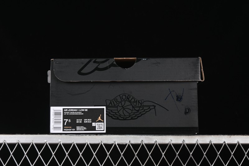 Nike Air Jordan 1 Low "Coconut Milk Black" Casual Basketball Shoes with Team Gold Accents - HQ3437-101