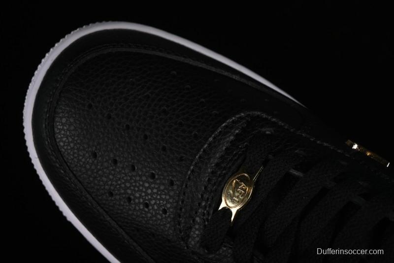 Nike Air Force 1 '07 Low Black Gold Swoosh Casual Sneakers - CT1990-001