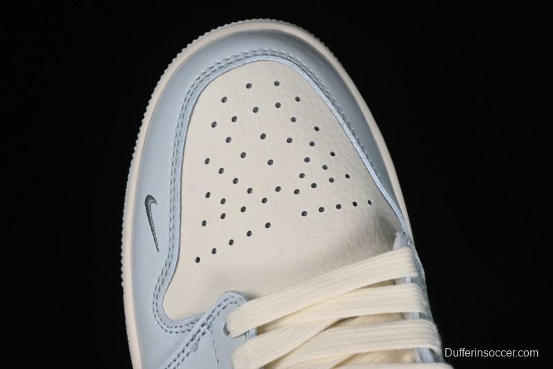 Nike Air Jordan 1 Low Retro Basketball Shoes - Giorgio Armani Collaboration Ice Blue - WG8850-012