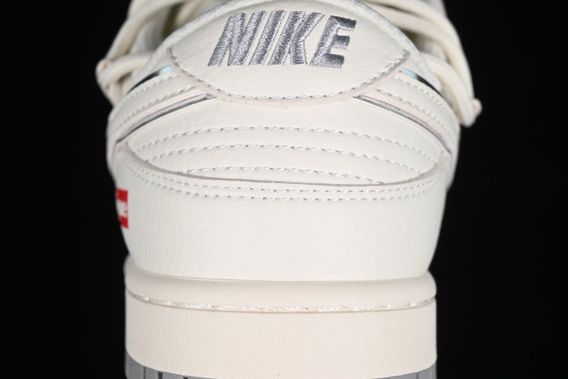 Nike SB Dunk Low Supreme Collaboration - Beige White Fox Lettering Anniversary High-End Custom Low-Top Casual Skate Shoes - JJ5688-106