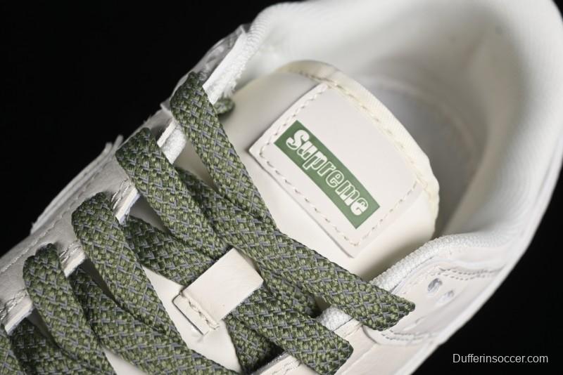 Nike SB Dunk Low Supreme Collaboration - Off-White Green Check Anniversary Customized Low-Top Casual Skate Shoes - DQ1098-391