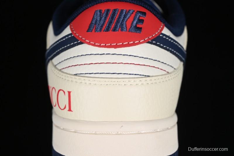 Nike SB Dunk Low Gucci Collaboration - Beige Blue Patchwork Anniversary High-End Custom Low-Top Casual Sneakers - XY1688-003