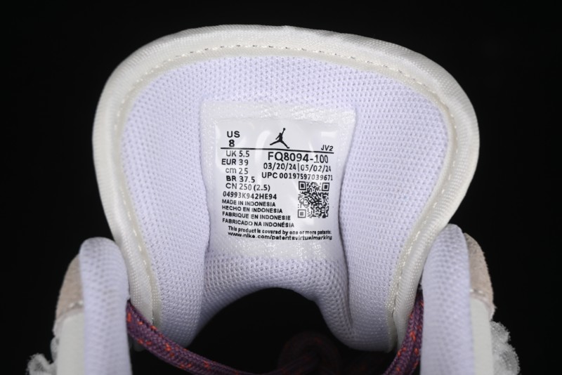 Nike Air Jordan 1 Low Retro Casual Sneakers with Smooth Leather and Suede - FQ8094-100