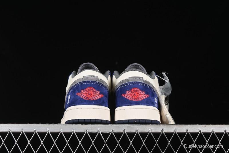 Nike Air Jordan 1 Low OFF-WHITE Collaboration - Qilin Blue Retro Basketball Shoes - WG8850-013